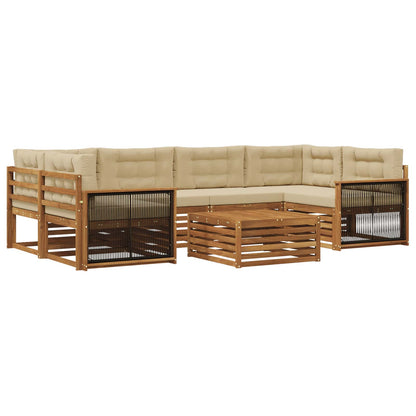 Set di divani da esterno con cuscino 7 pcs Naturale e Beige