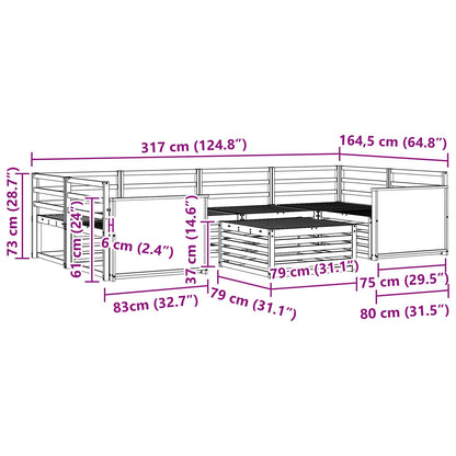 Set di divani da esterno 7 pcs Naturale