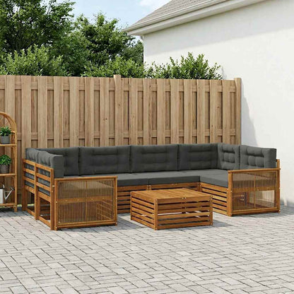 Set di divani da esterno con cuscino 7 pcs Naturale e Antracite