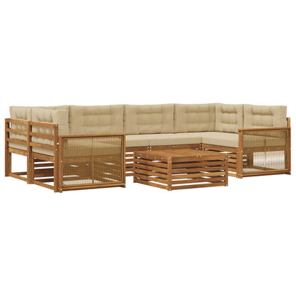 Set di divani da esterno con cuscino 7 pcs Naturale e Beige | homemem39