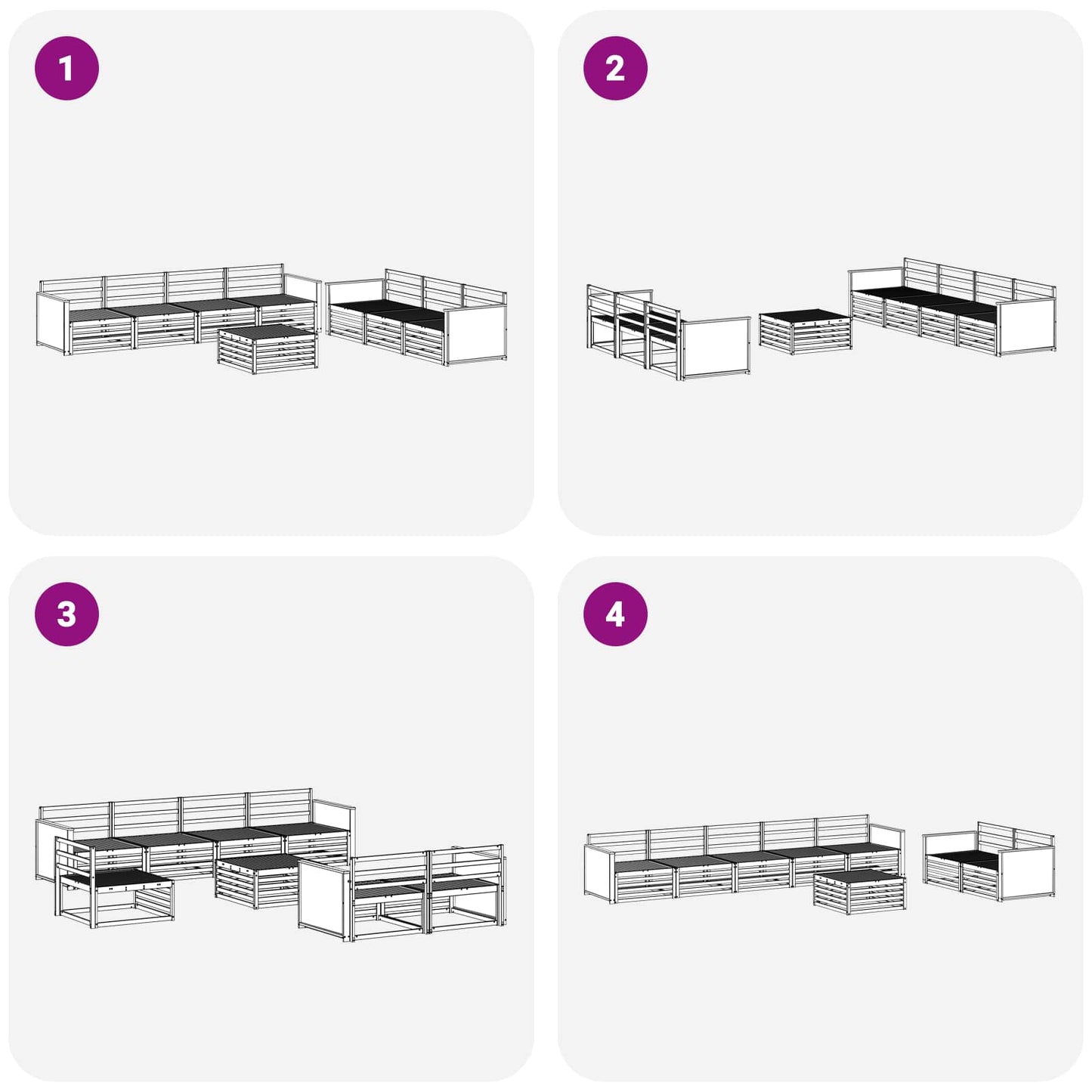 Set di divani da esterno 8 pcs Naturale
