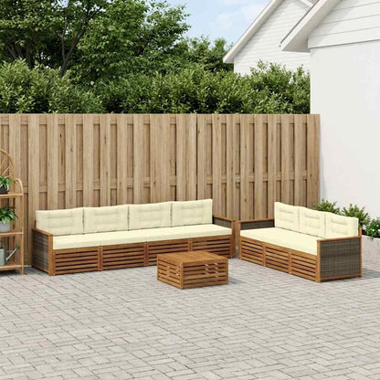 Set di divani da esterno con cuscino 8 pcs Naturale e Crema