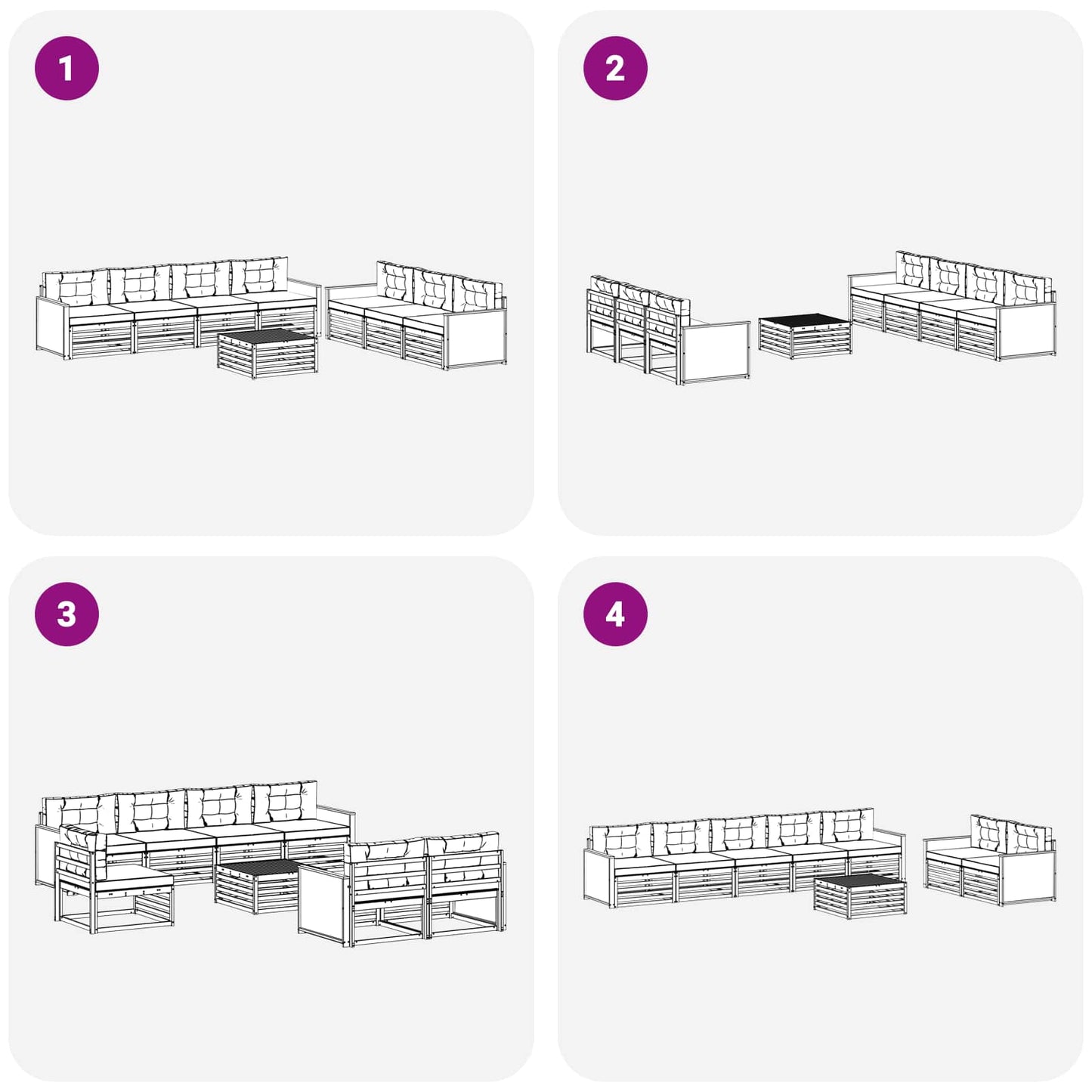 Set di divani da esterno con cuscino 8 pcs Naturale e Crema