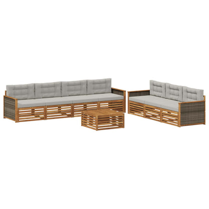 Set di divani da esterno 8 pcs Naturale e Grigio Chiaro