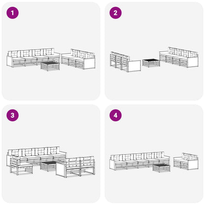 Set di divani da esterno con cuscino 8 pcs Naturale e Antracite