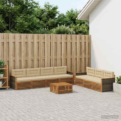 Set di divani da esterno con cuscino 8 pcs Naturale e Beige