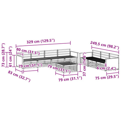 Set di divani da esterno 8 pcs Naturale
