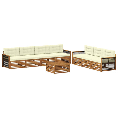 Set di divani da esterno con cuscino 8 pcs Naturale e Crema