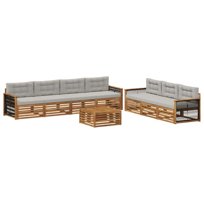 Set di divani da esterno 8 pcs Naturale e Grigio Chiaro