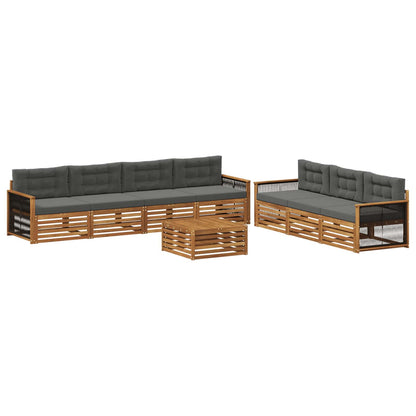Set di divani da esterno con cuscino 8 pcs Naturale e Antracite