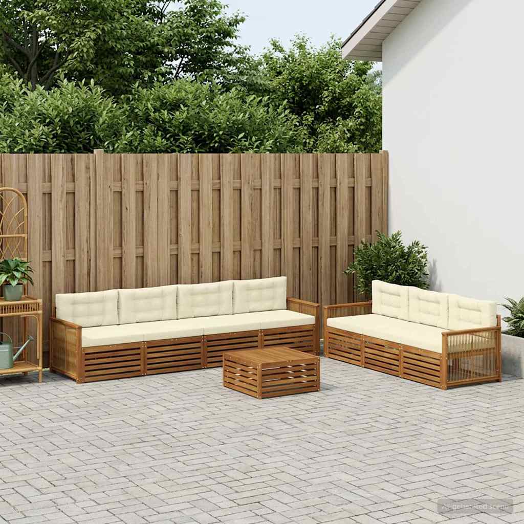 Set di divani da esterno con cuscino 8 pcs Naturale e Crema