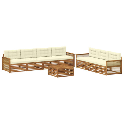 Set di divani da esterno con cuscino 8 pcs Naturale e Crema