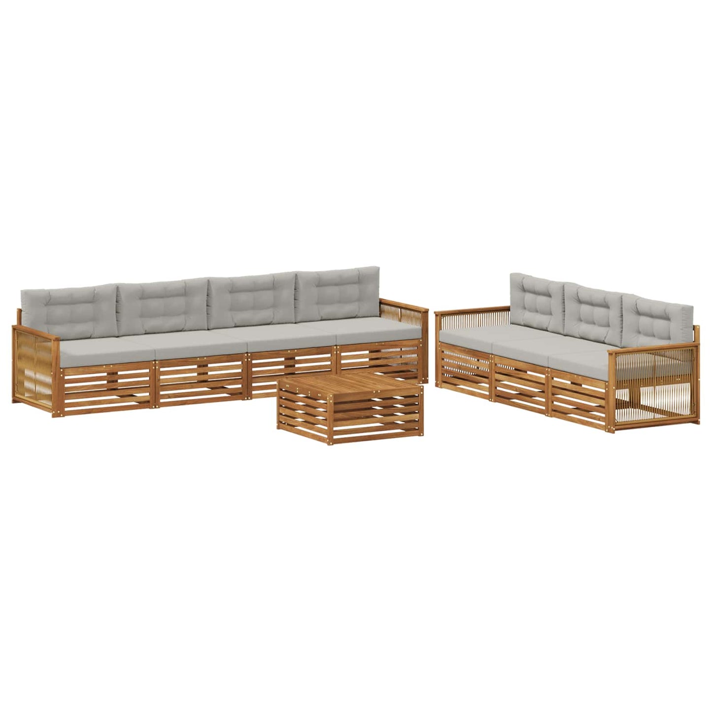 Set di divani da esterno 8 pcs Naturale e Grigio Chiaro
