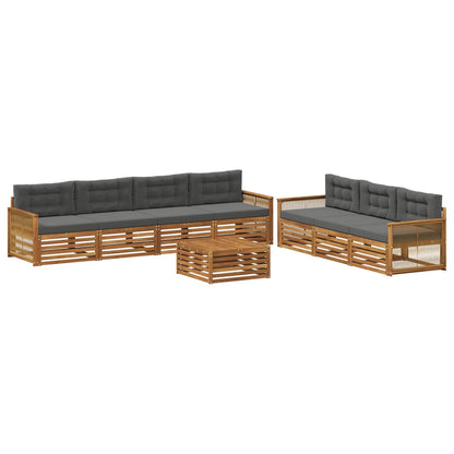 Set di divani da esterno con cuscino 8 pcs Naturale e Antracite