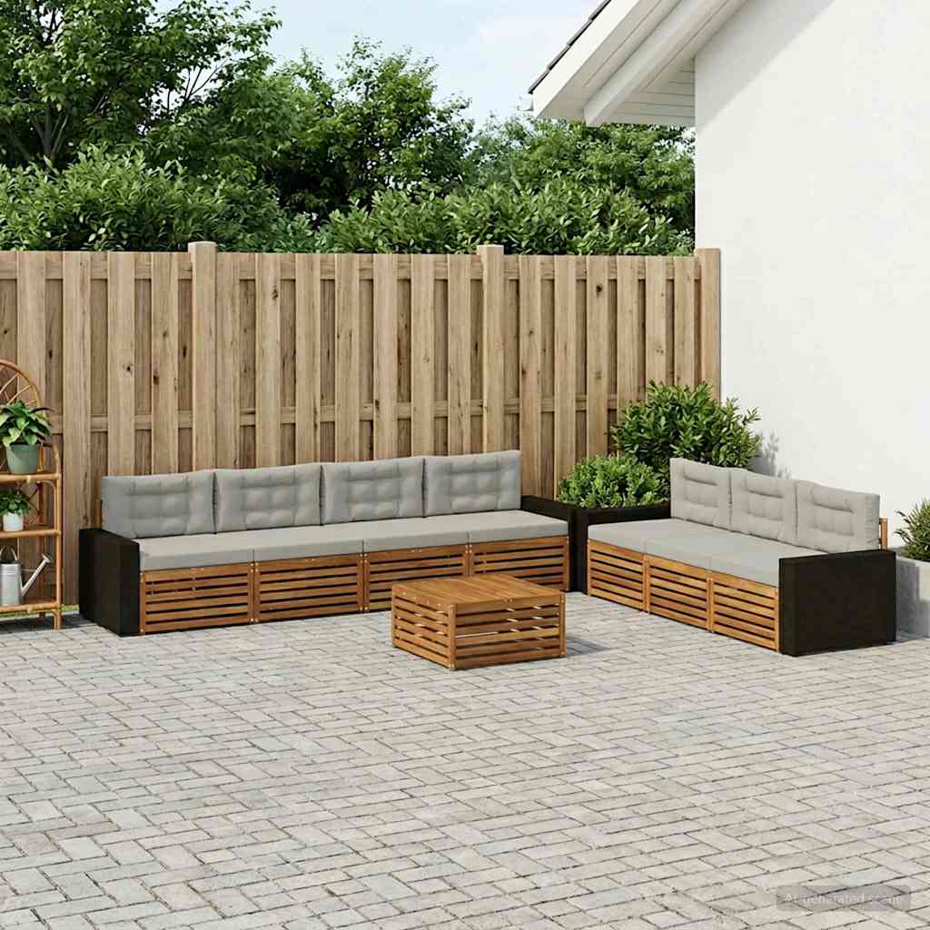 Set di divani da esterno 8 pcs Naturale e Grigio Chiaro | homemem39