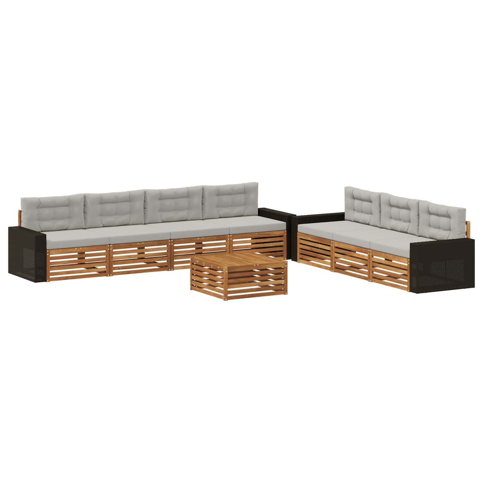 Set di divani da esterno 8 pcs Naturale e Grigio Chiaro | homemem39
