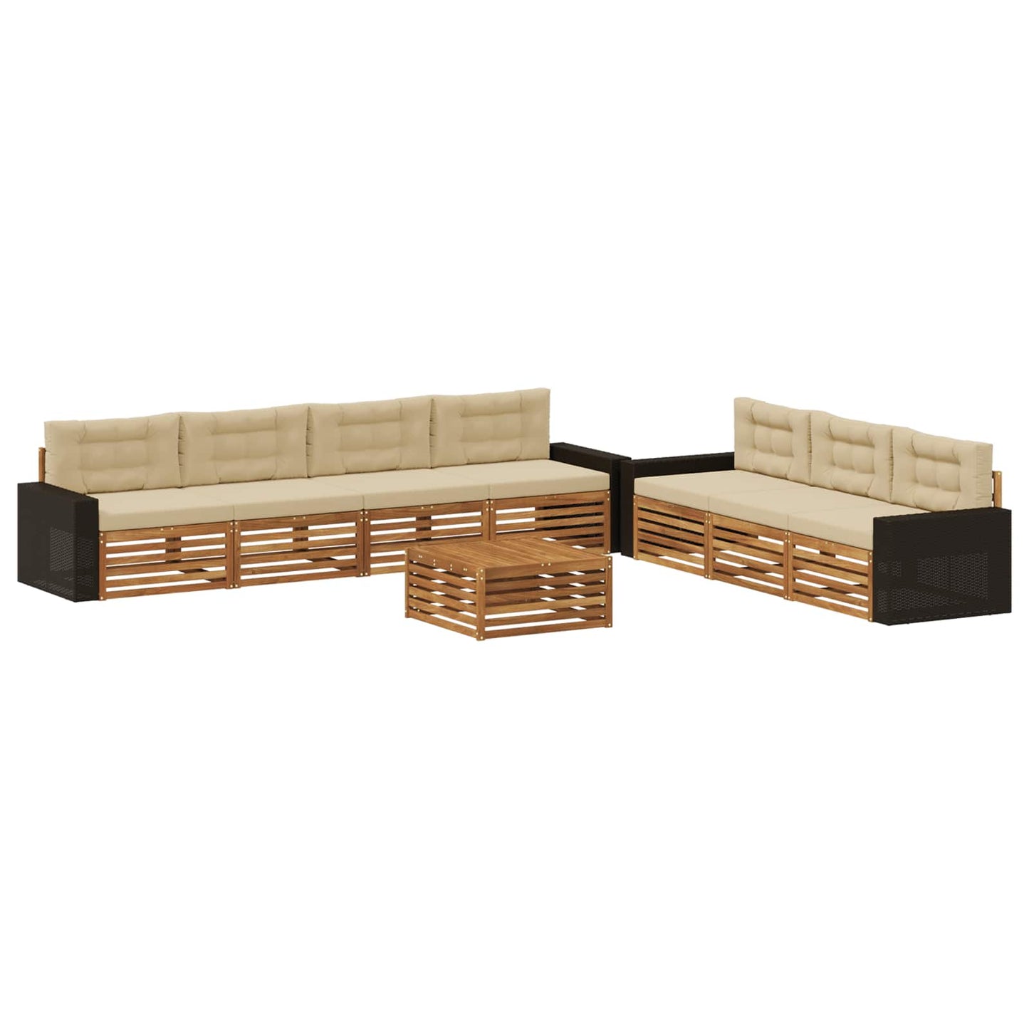 Set di divani da esterno 8 pcs Naturale e Beige 79 x 79 x 37 cm | homemem39