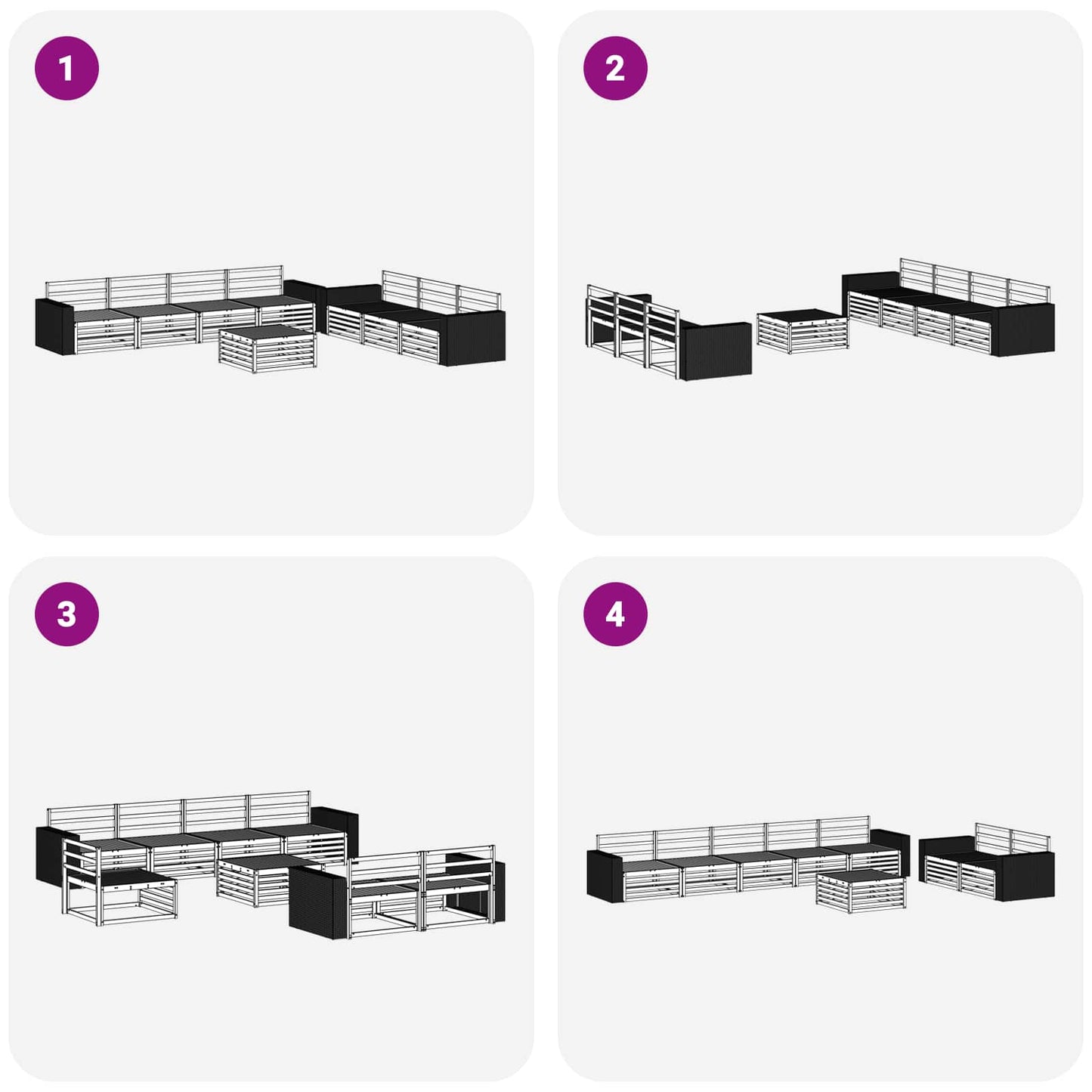 Set di divani da esterno 8 pcs Naturale 79 x 79 x 37 cm | homemem39