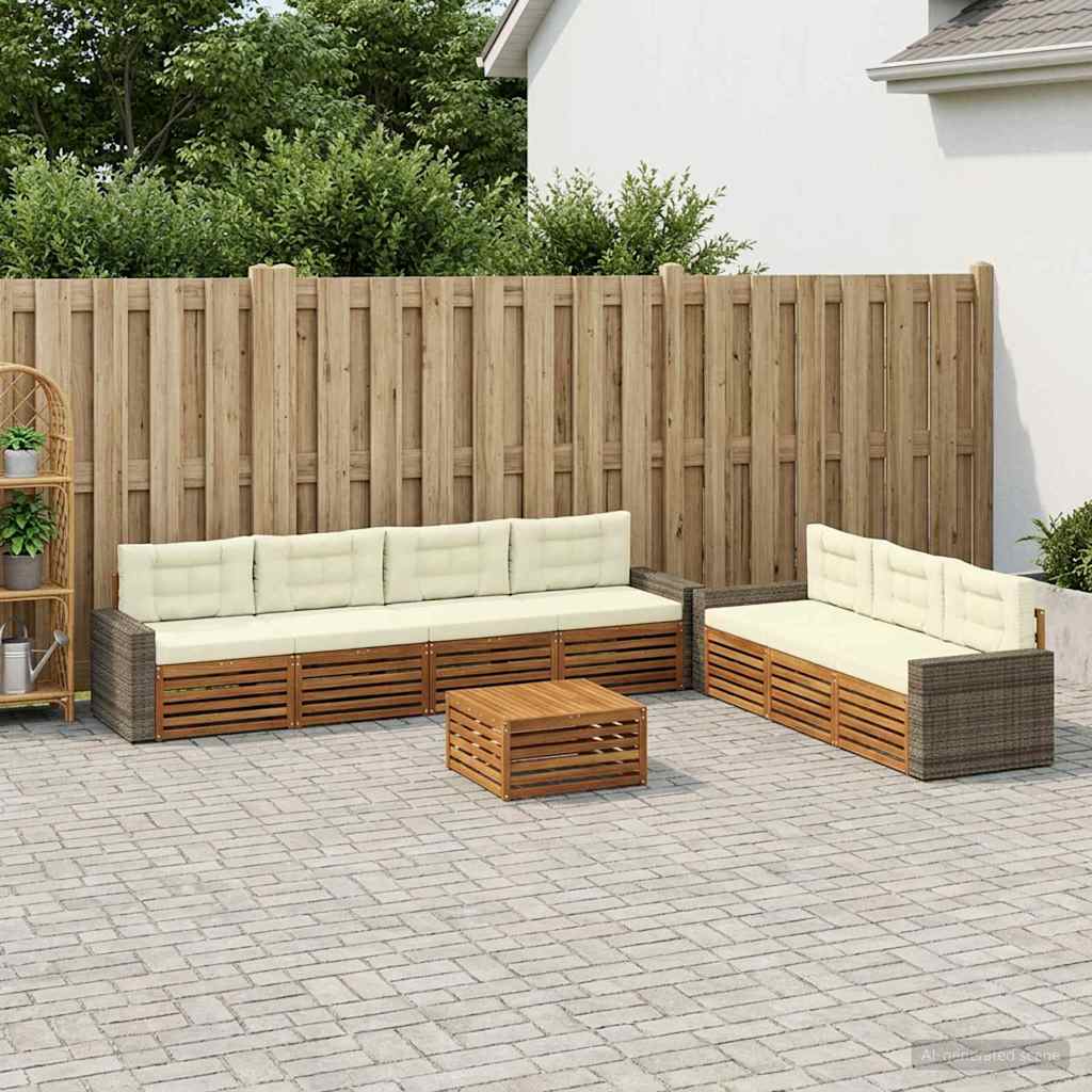 Set di divani da esterno 8 pcs Naturale e Crema 79 x 79 x 37 cm | homemem39