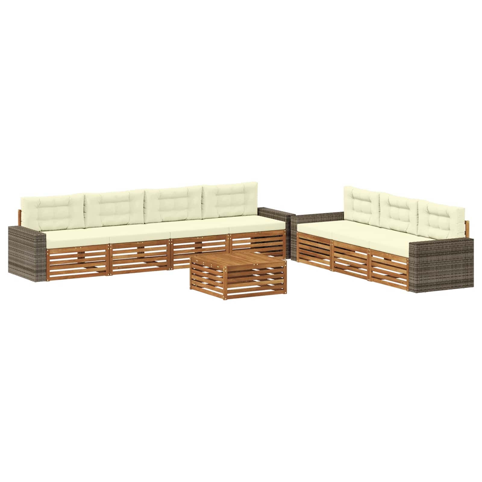 Set di divani da esterno 8 pcs Naturale e Crema 79 x 79 x 37 cm | homemem39