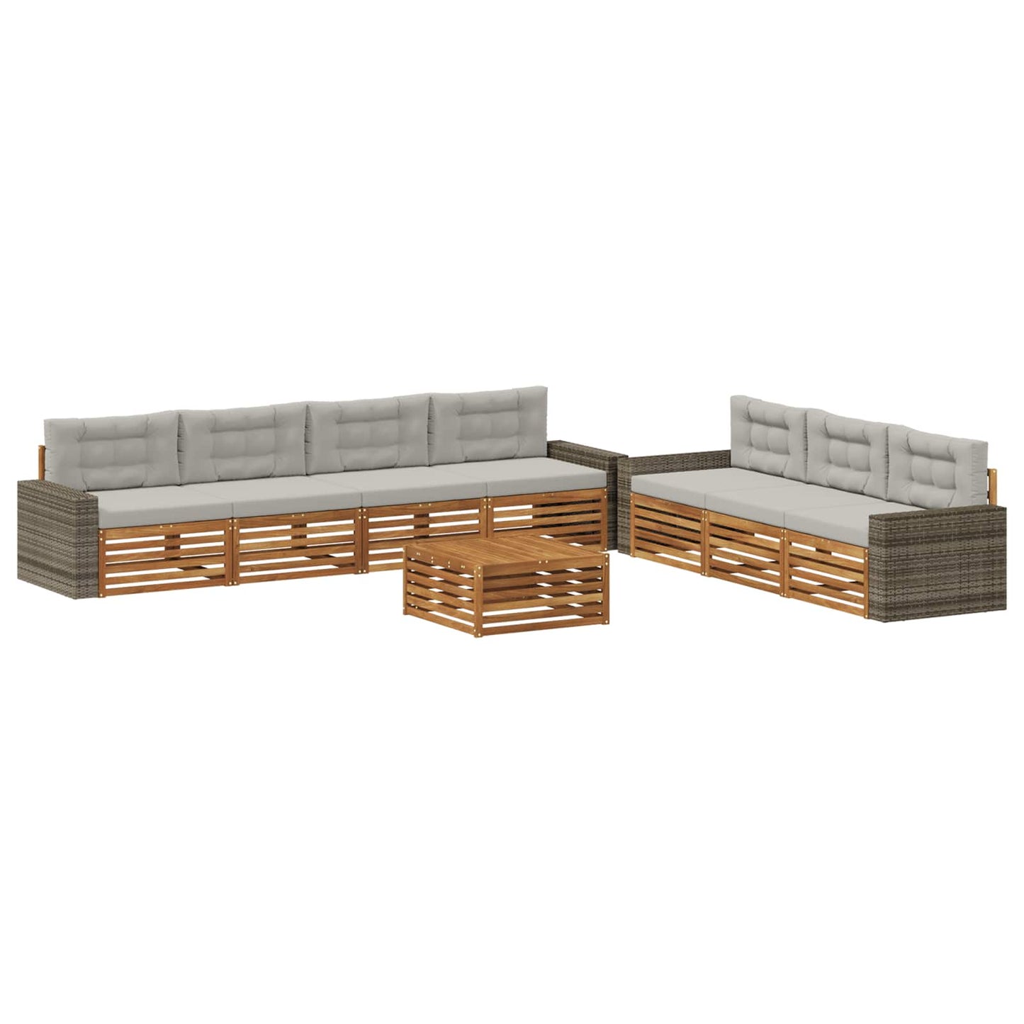Set di divani da esterno 8 pcs Naturale e Grigio Chiaro | homemem39