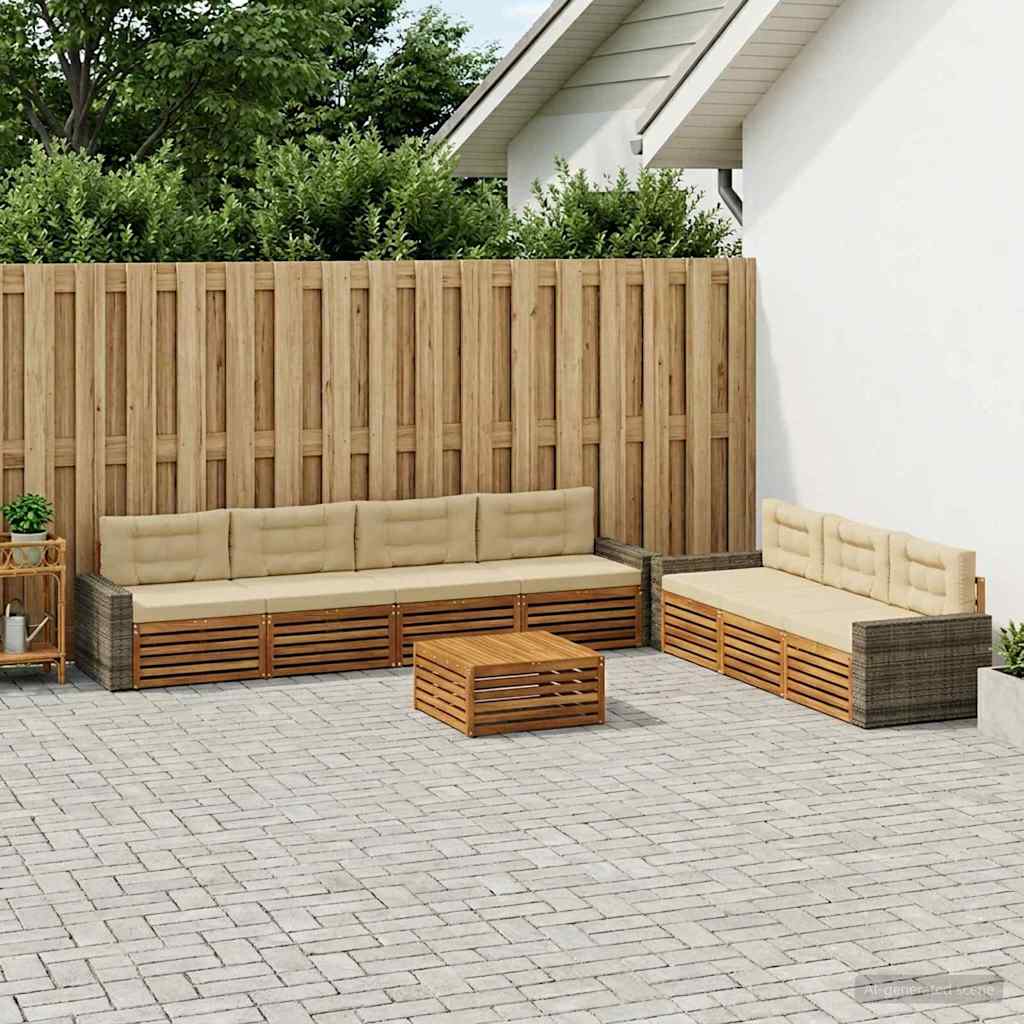 Set di divani da esterno 8 pcs Naturale e Beige 79 x 79 x 37 cm | homemem39