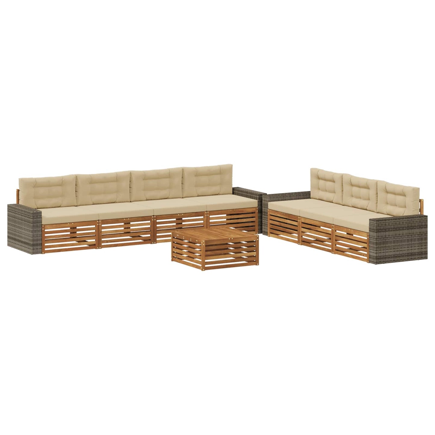 Set di divani da esterno 8 pcs Naturale e Beige 79 x 79 x 37 cm | homemem39