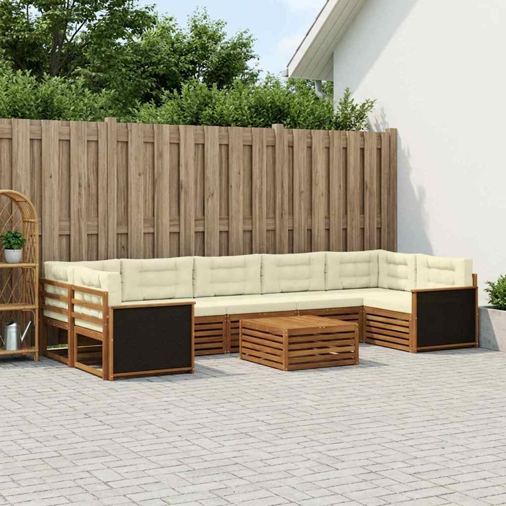 Set di divani da esterno 8 pcs Naturale e Crema | homemem39