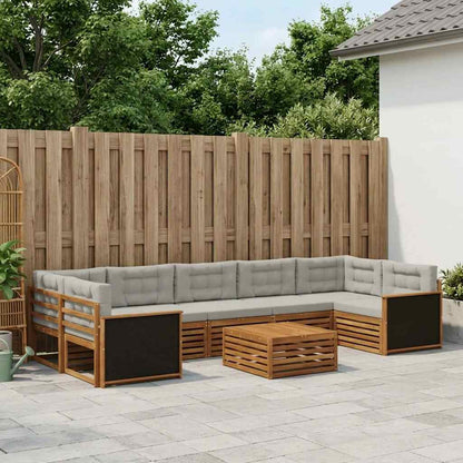 Set di divani da esterno 8 pcs Naturale e Grigio Chiaro | homemem39