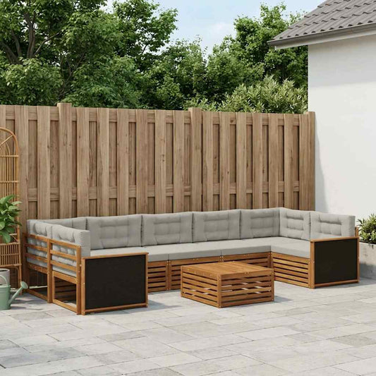 Set di divani da esterno 8 pcs Naturale e Grigio Chiaro | homemem39
