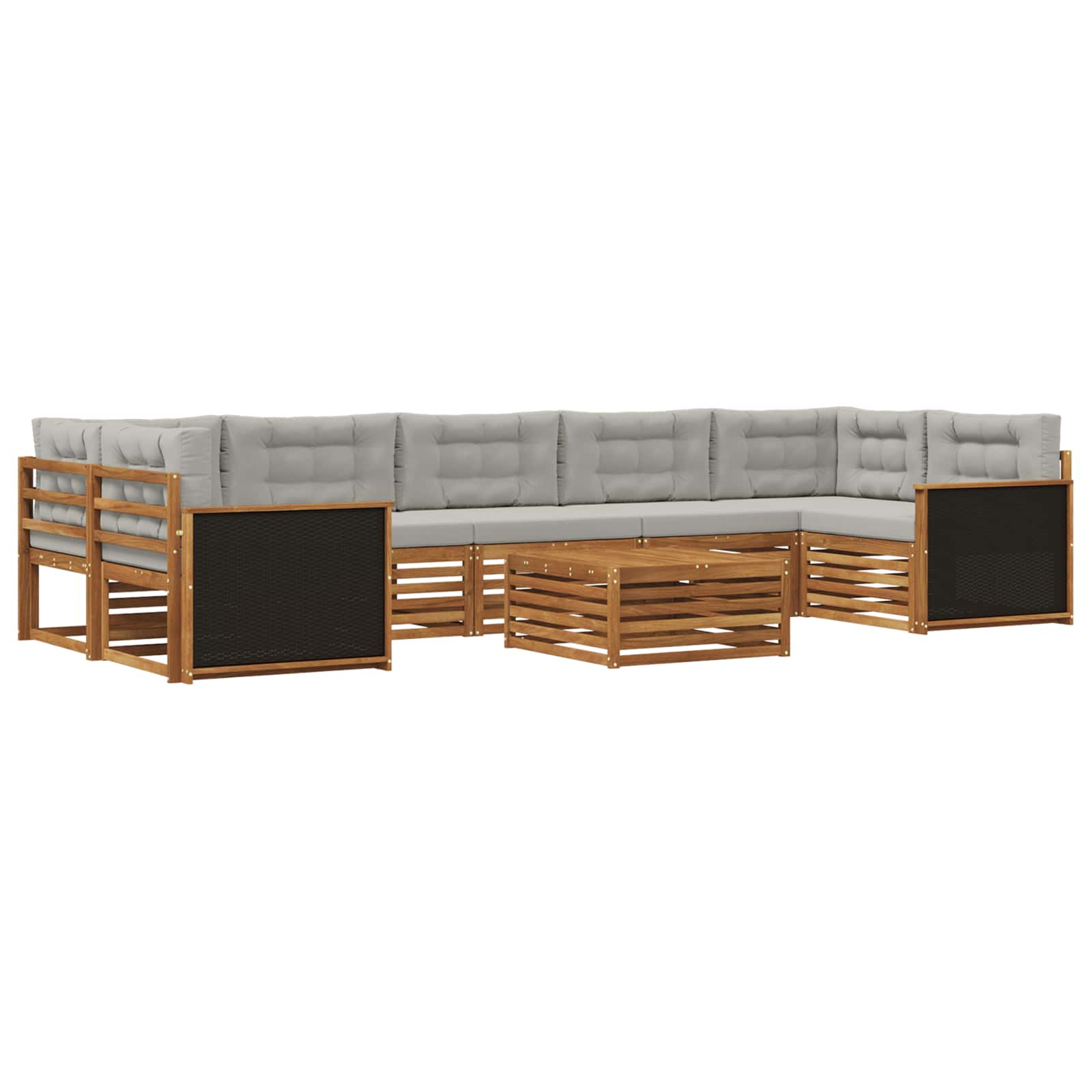 Set di divani da esterno 8 pcs Naturale e Grigio Chiaro | homemem39