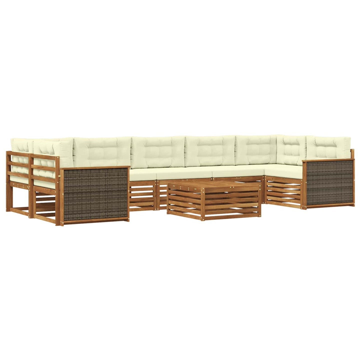 Set di divani da esterno con cuscino 8 pcs Naturale e Crema