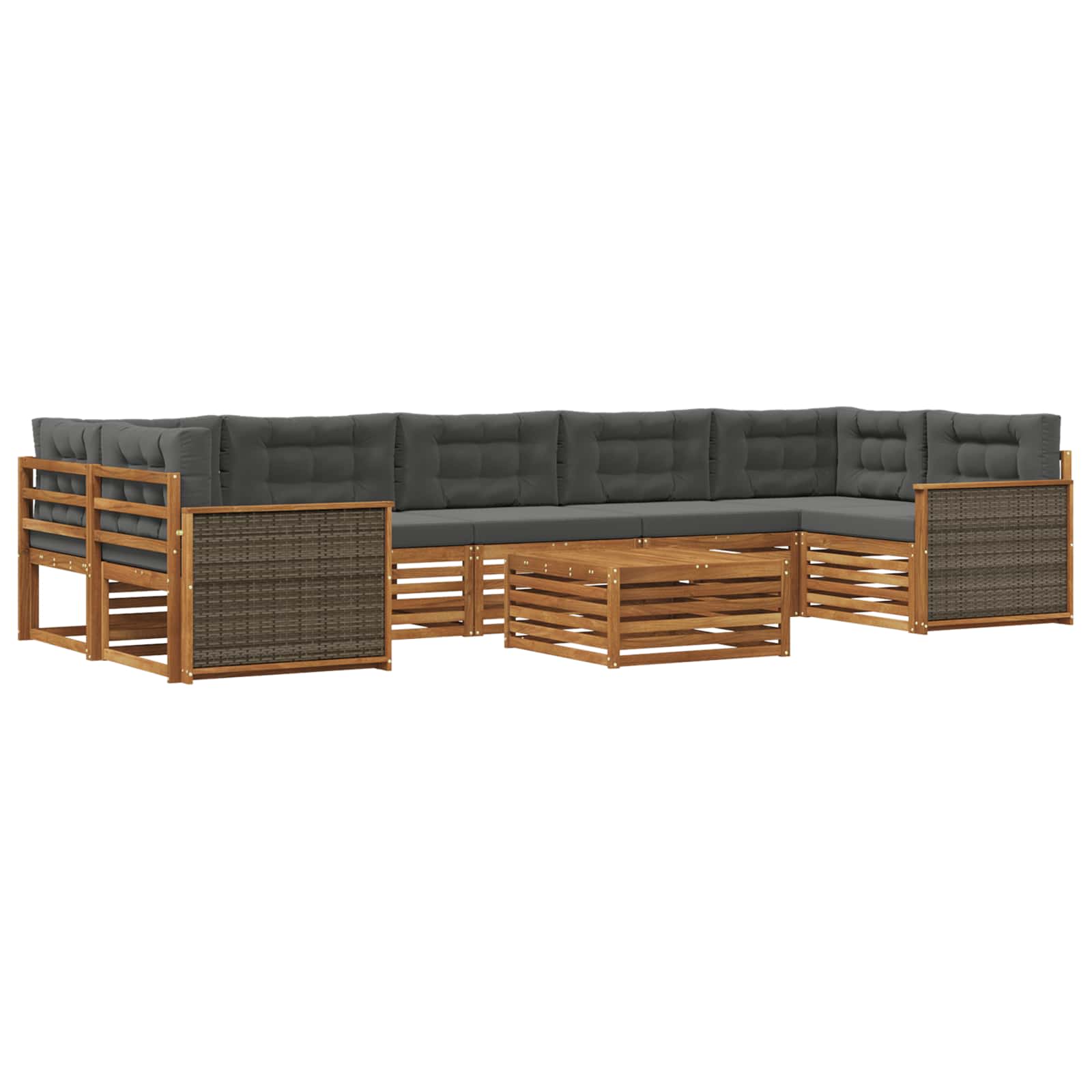 Set di divani da esterno con cuscino 8 pcs Naturale e Antracite | homemem39