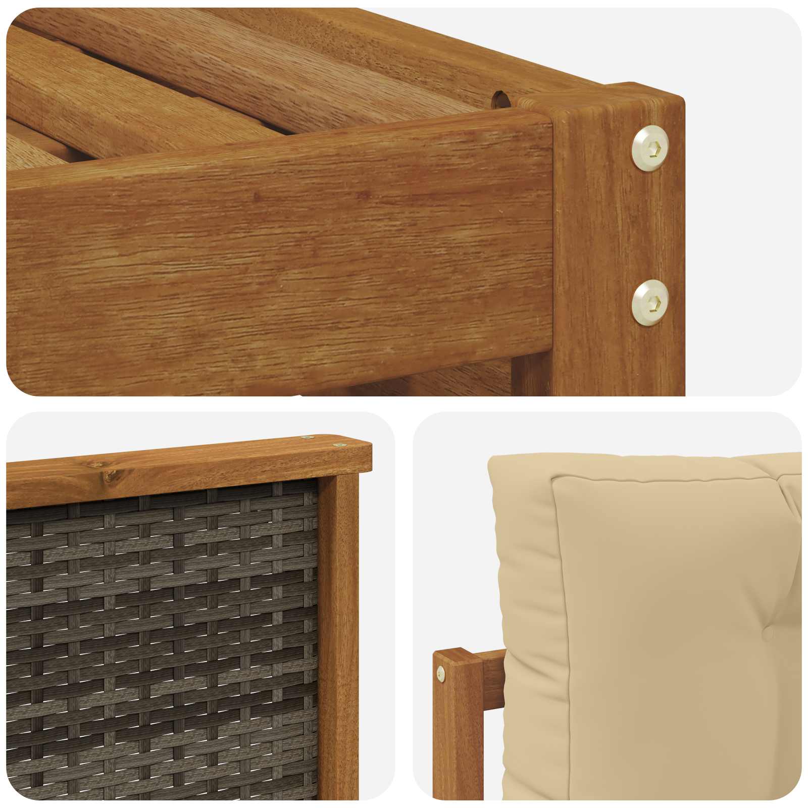 Set di divani da esterno con cuscino 8 pcs Naturale e Beige | homemem39