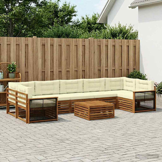 Set di divani da esterno con cuscino 8 pcs Naturale e Crema