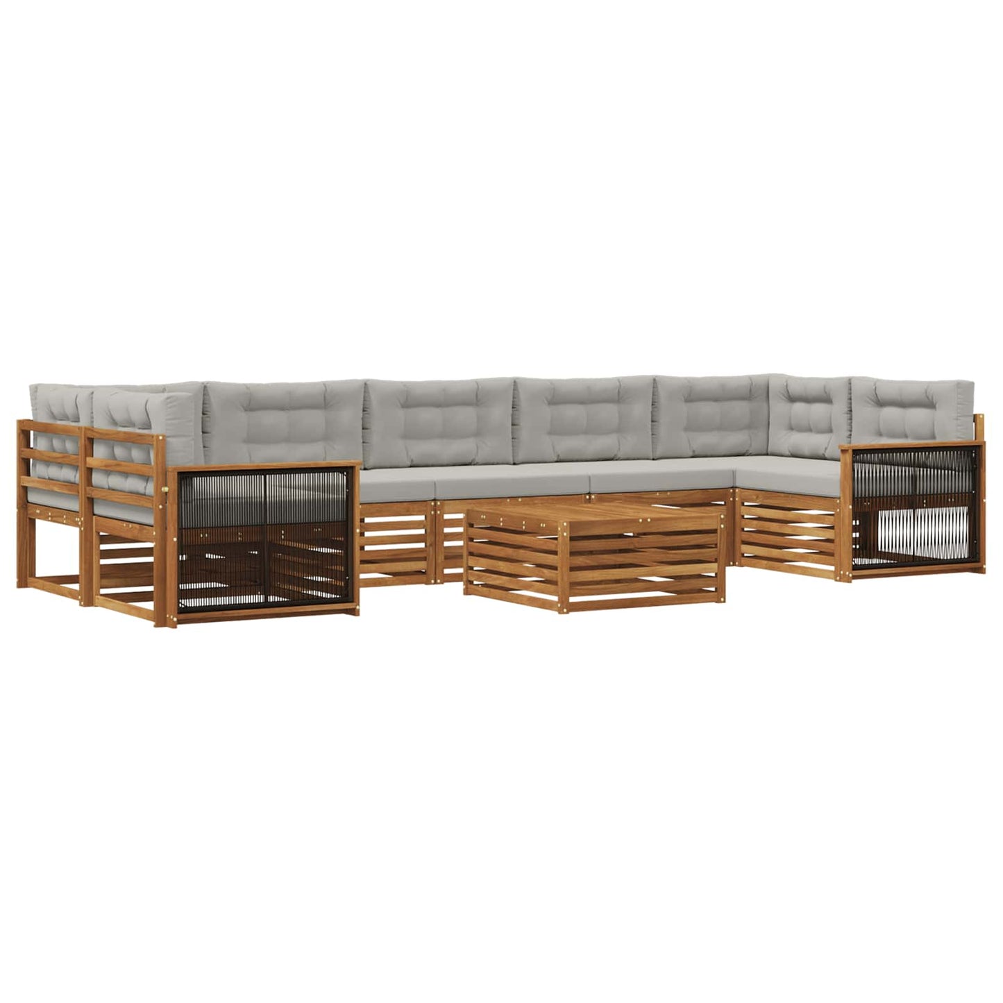 Set di divani da esterno 8 pcs Naturale e Grigio Chiaro