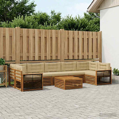 Set di divani da esterno con cuscino 8 pcs Naturale e Beige