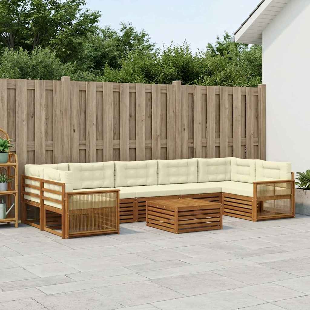 Set di divani da esterno con cuscino 8 pcs Naturale e Crema | homemem39