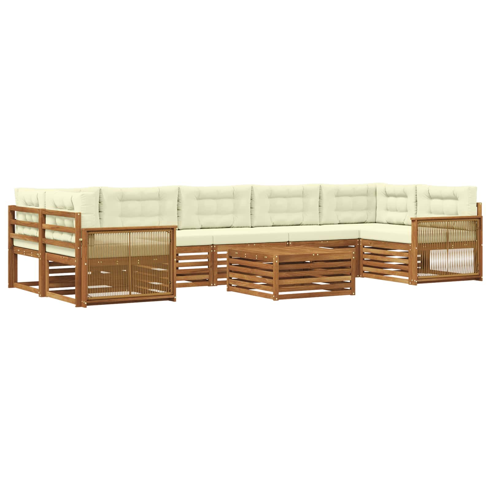 Set di divani da esterno con cuscino 8 pcs Naturale e Crema | homemem39