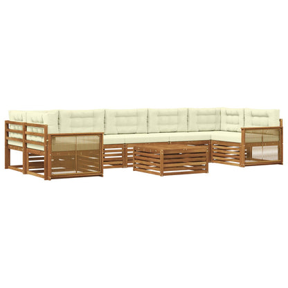 Set di divani da esterno con cuscino 8 pcs Naturale e Crema | homemem39