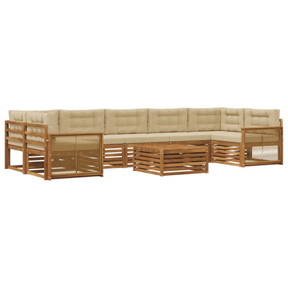 Set di divani da esterno con cuscino 8 pcs Naturale e Beige