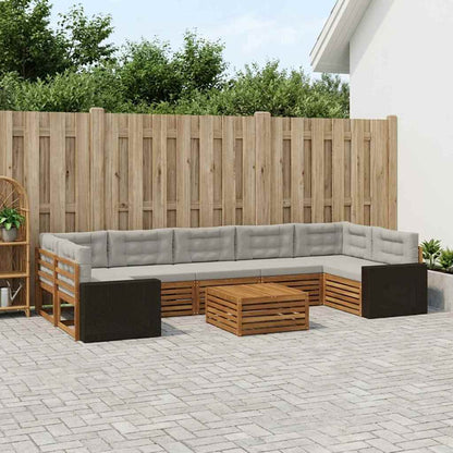 Set di divani da esterno 8 pcs Naturale e Grigio Chiaro | homemem39