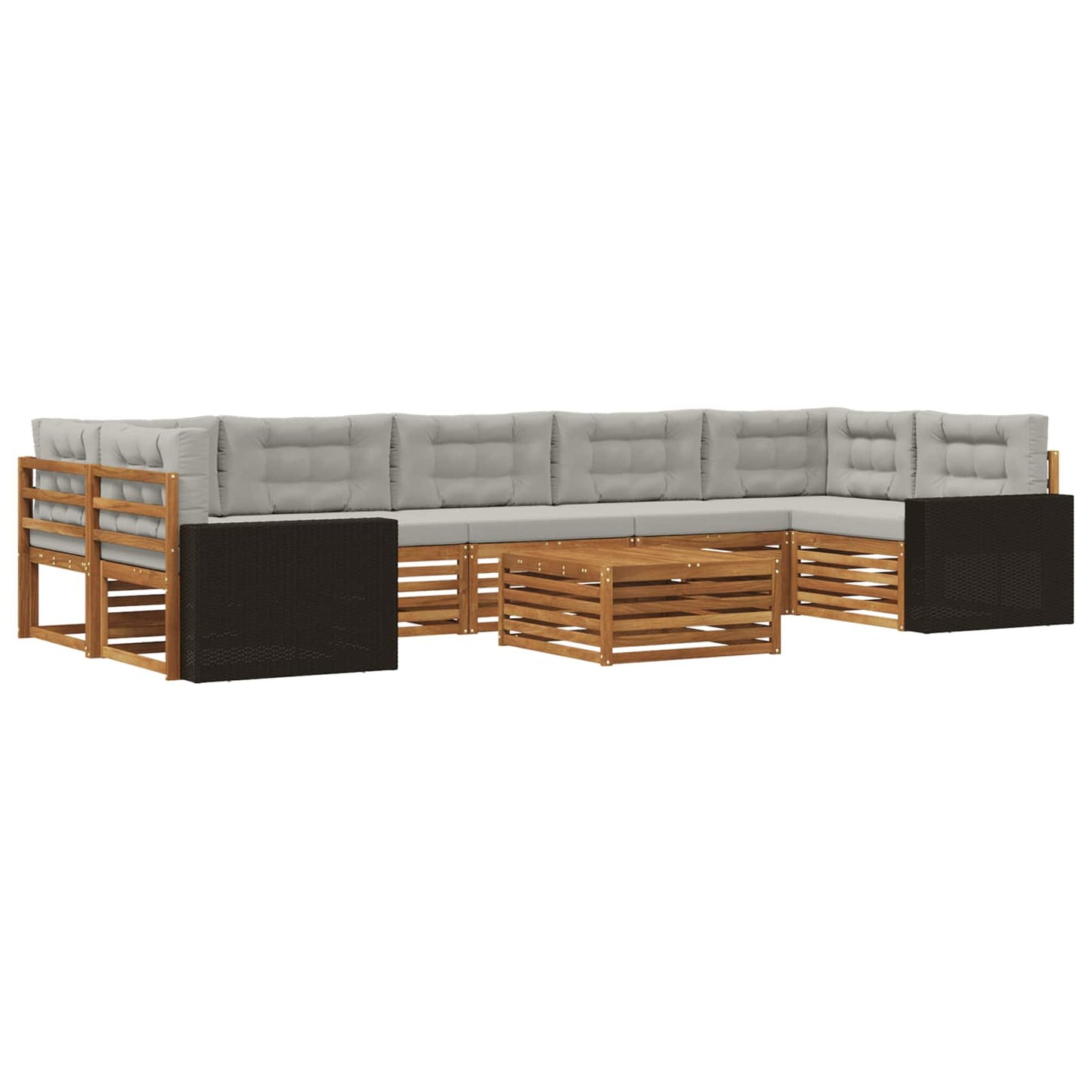 Set di divani da esterno 8 pcs Naturale e Grigio Chiaro | homemem39
