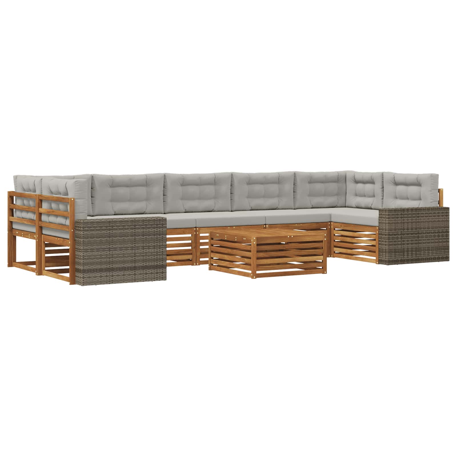 Set di divani da esterno 8 pcs Naturale e Grigio Chiaro | homemem39