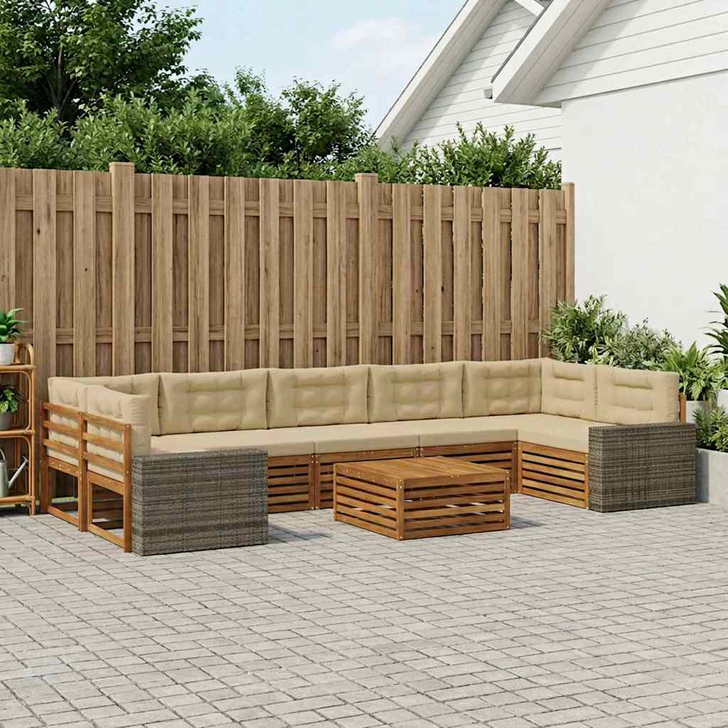 Set di divani da esterno 8 pcs Naturale e Beige | homemem39