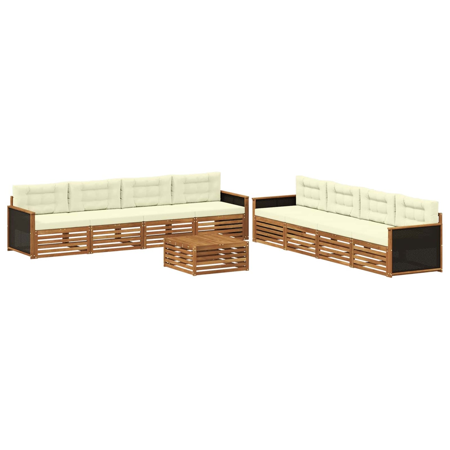 Set di divani da esterno 9 pcs Naturale e Crema Poliestere | homemem39
