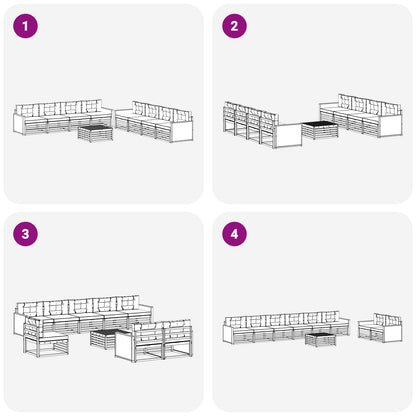 Set di divani da esterno 9 pcs Naturale e Crema Poliestere | homemem39