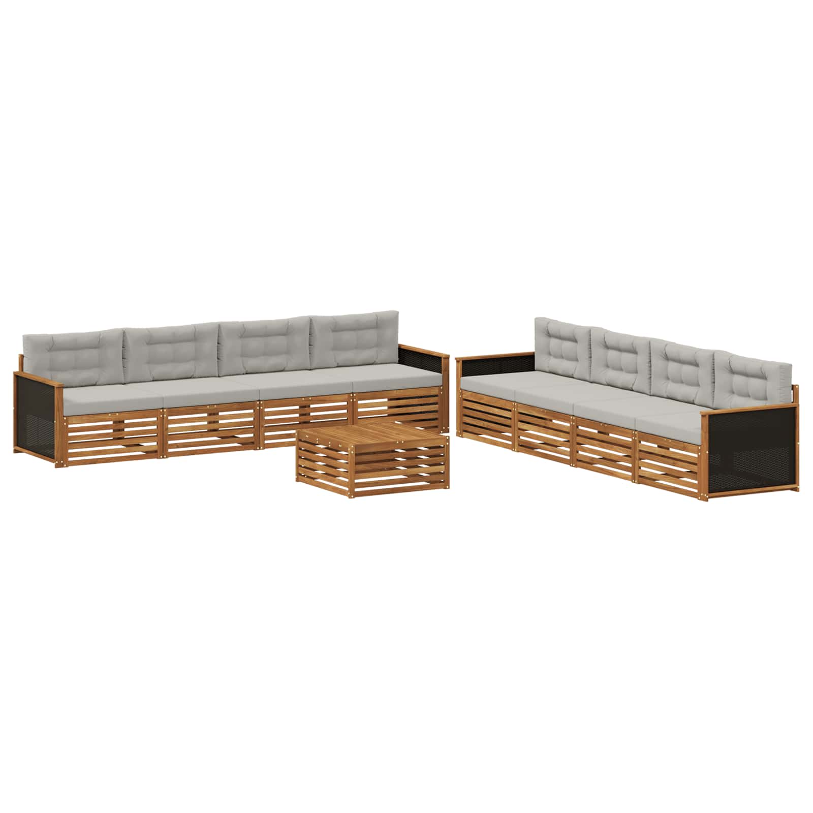 Set di divani da esterno 9 pcs Naturale e Grigio Chiaro | homemem39