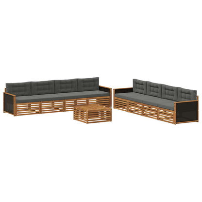 Set di divani da esterno 9 pcs Naturale e Antracite Poliestere | homemem39