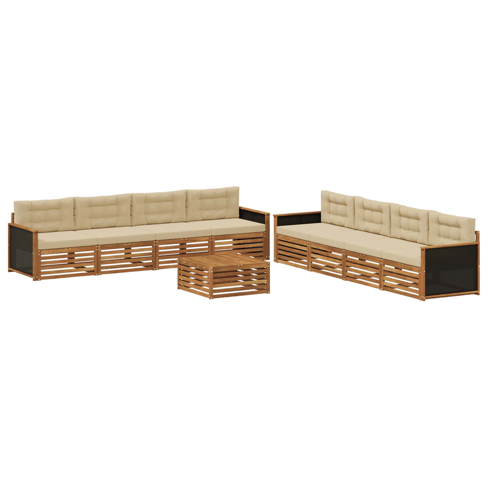 Set di divani da esterno 9 pcs Naturale e Beige Poliestere | homemem39